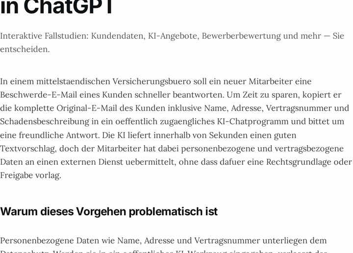Leseprobe aus Modul 8: Praxisfälle