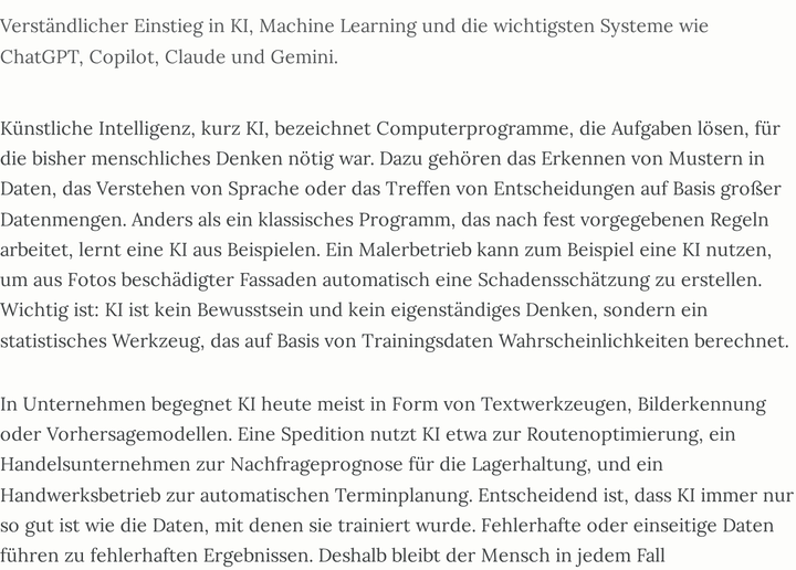 Leseprobe aus Modul 1: KI-Grundlagen